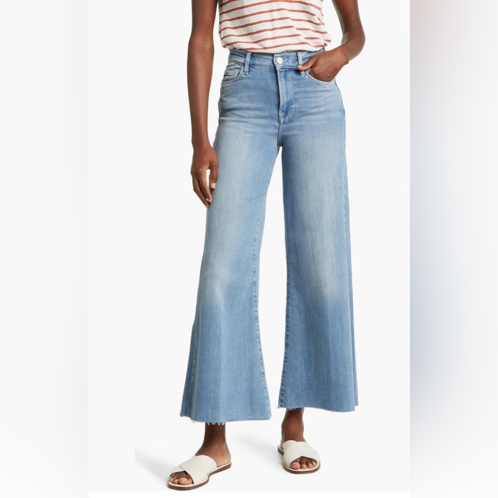 FRAME Le Palazzo raw hem ankle wide leg jeans, size 26, color: Galeston